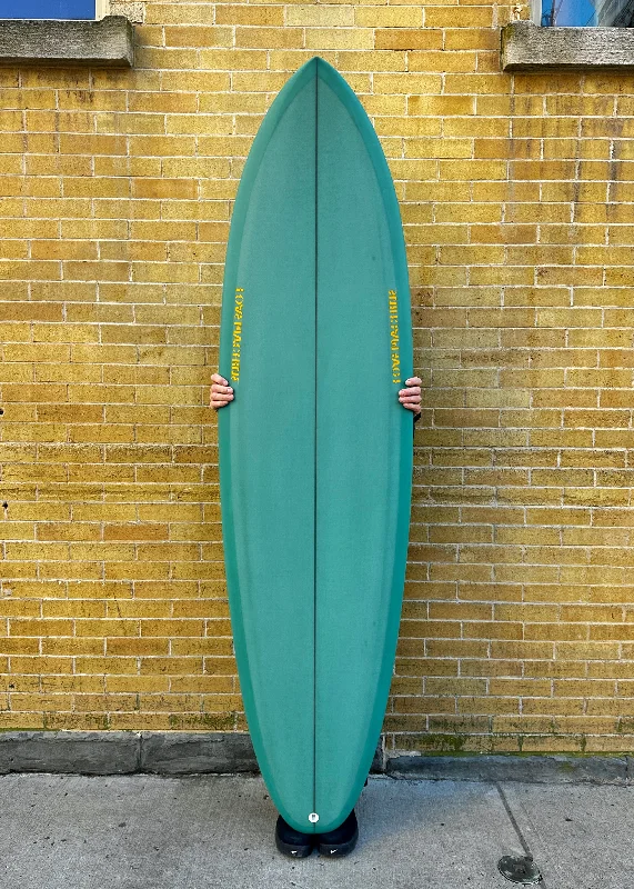 longboards with soft-top construction for safety-6'9" Lovemachine Surfboards FM - Teal