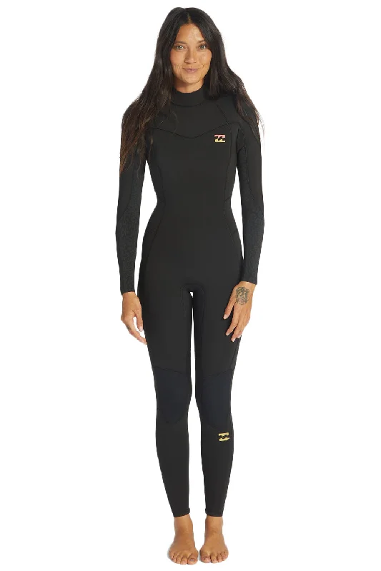 best wetsuits for cold water diving-Billabong Women's Synergy 5/4 Back Zip Wetsuit - Wild Black