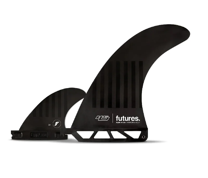 surfboards with minimal drag for speed-Futures HS 2 + 1 7" pair Blk/Stripes