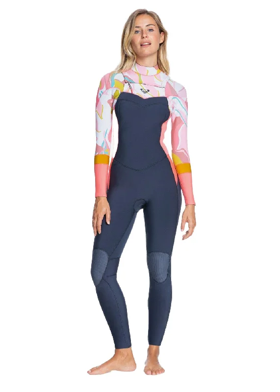 wetsuits for eco-conscious consumers-Roxy Womens 3/2mm Syncro Chest Zip Gbs Steamer Wetsuit