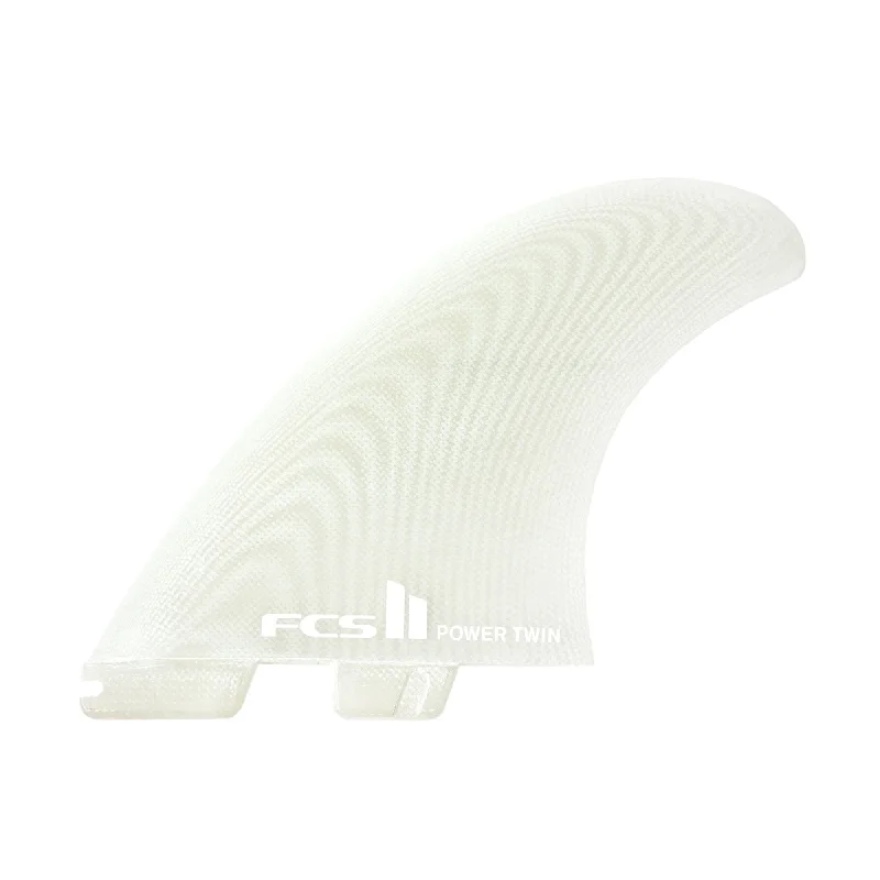 FCS II Power Twin Performance Glass Twin Surfboard Fins - Small/Clear