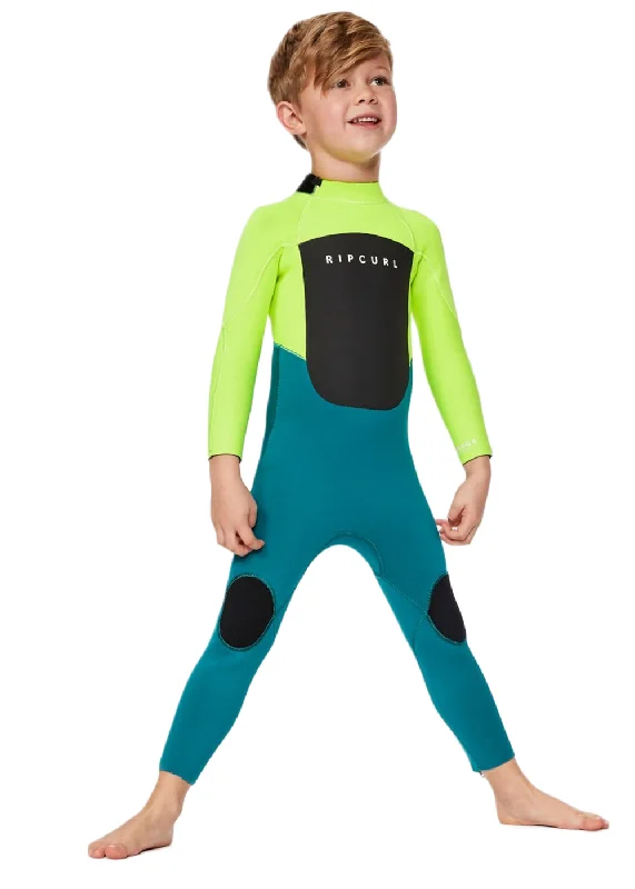 durable wetsuits for aggressive surfers-Rip Curl Groms Omega 3/2mm Back Zip Steamer Wetsuit