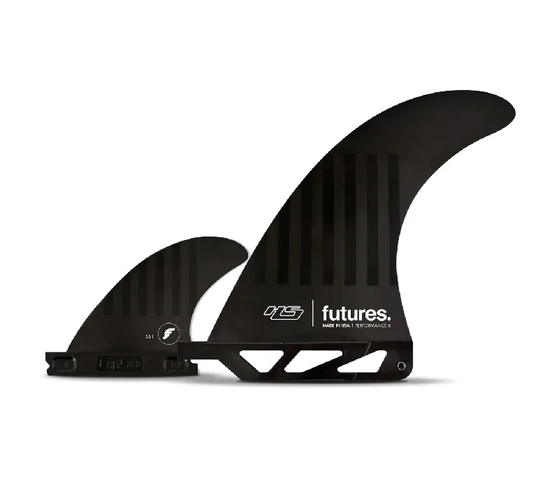 surfboards for consistent wave entry-Futures HS 2 + 1 6" pair  Blk/Stripes