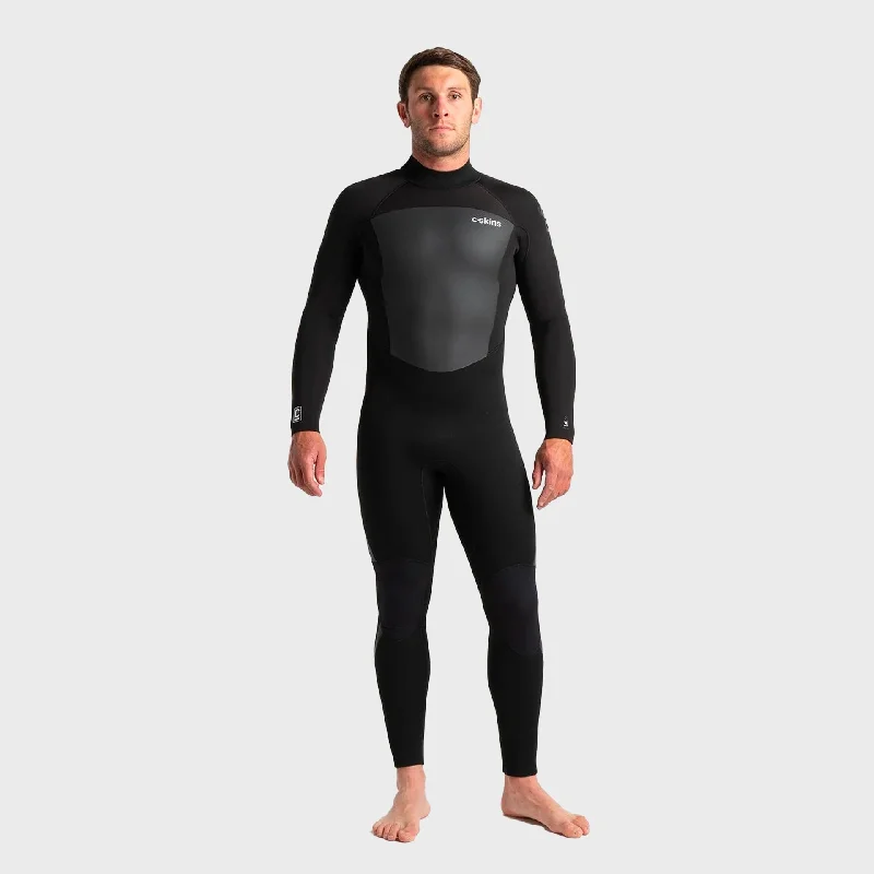 wetsuits with high insulation for warmth-C-Skins Legend 5/4/3 Mens Back Zip Steamer Wetsuit - Black/Black/Anthracite