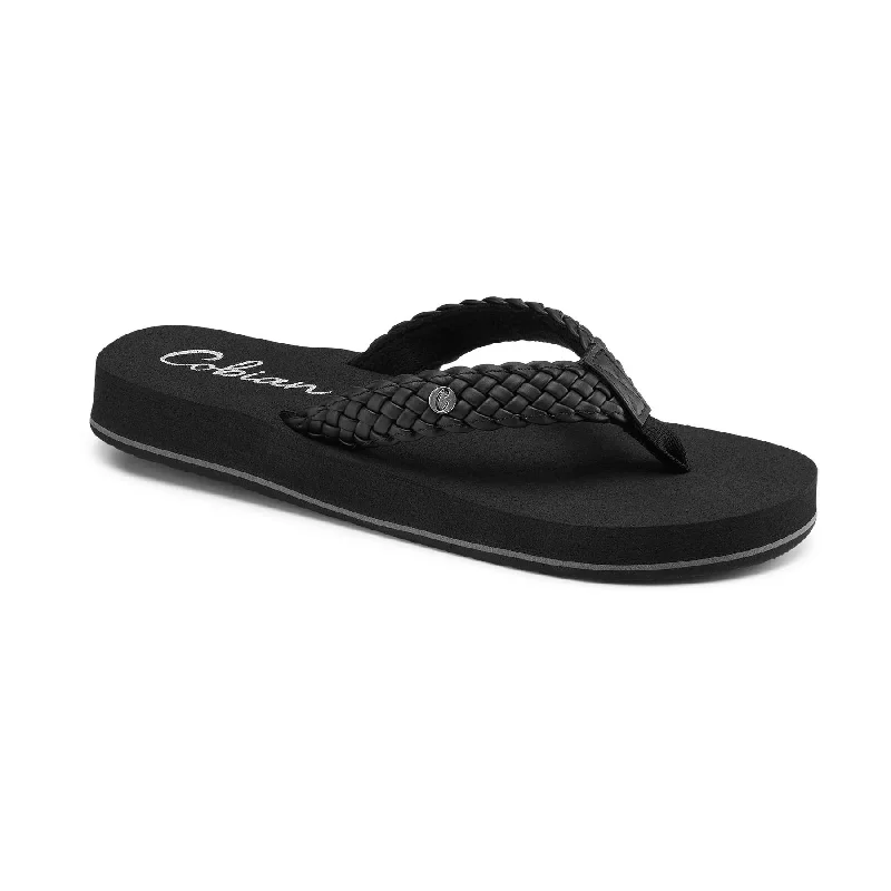 surfboards with smooth edges for comfort-Cobian Womens Braided Bounce Black Sandals