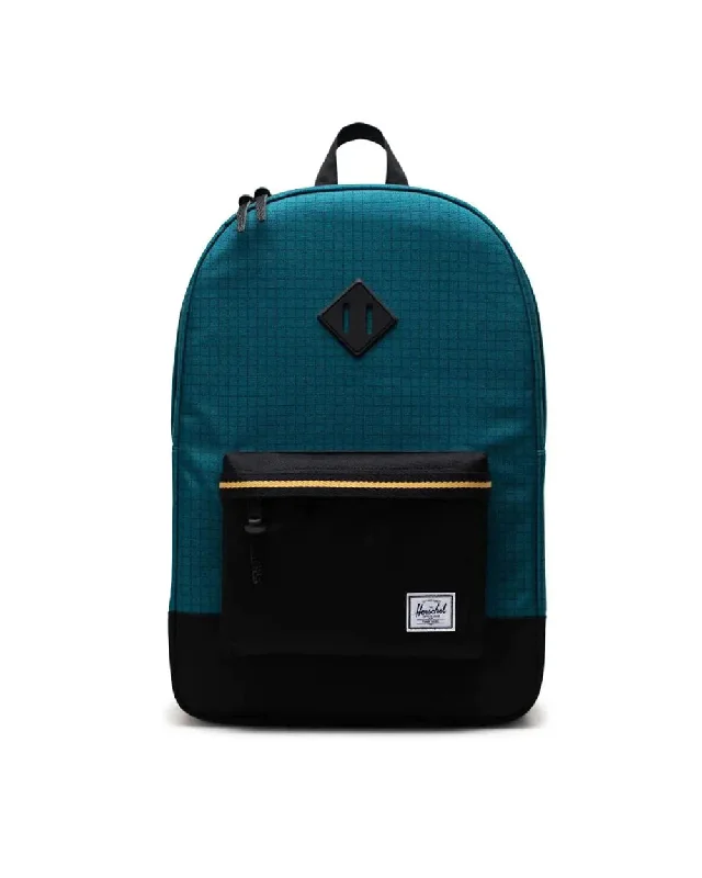 surfboards for handling chop and rough conditions-Herschel Heritage Harbour Blue Black Amber Backpack