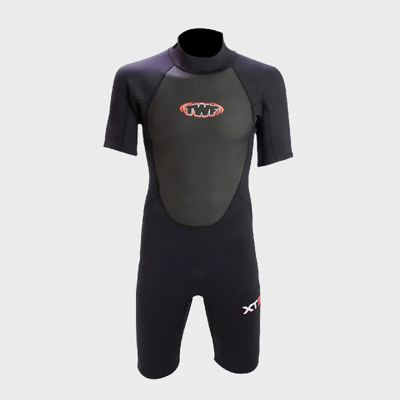 wetsuits for better movement in water-TWF XT3 3mm Mens Shortie Wetsuit - Black