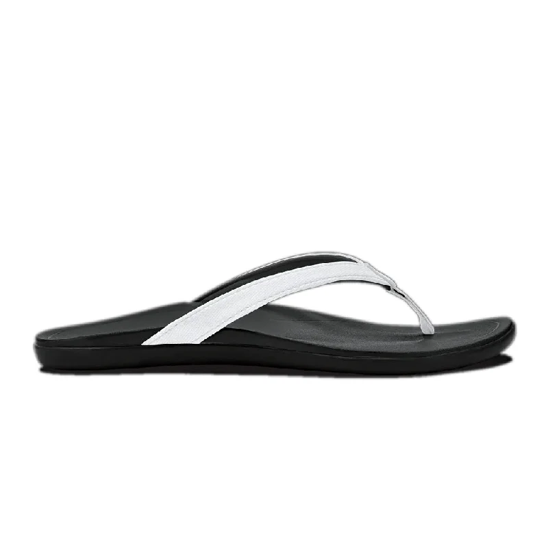 surfboards for beginners and intermediate surfers-Olukai Womens Ho'opio White/Onxy Sandal