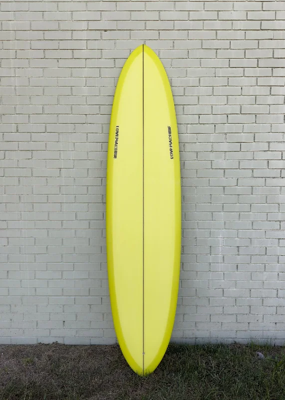 longboards with improved rail control-7'10" Lovemachine Surfboards Thick Lizzy - Highlighter Yellow