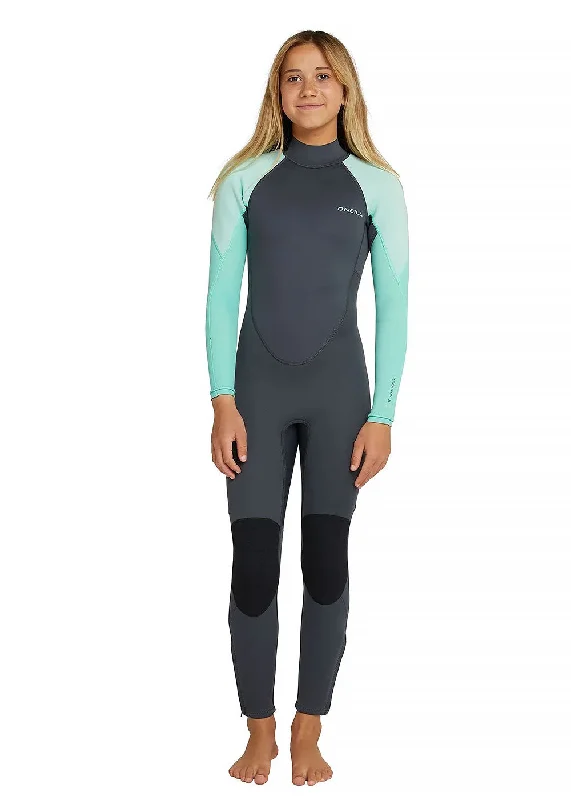 wetsuits with easy entry and exit-ONeill Girls Reactor 3/2mm BZ Steamer Wetsuit