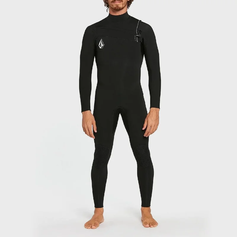 wetsuits for improved performance in water-Volcom Modulator 3/2 Mens Chest Zip Wetsuit - Black