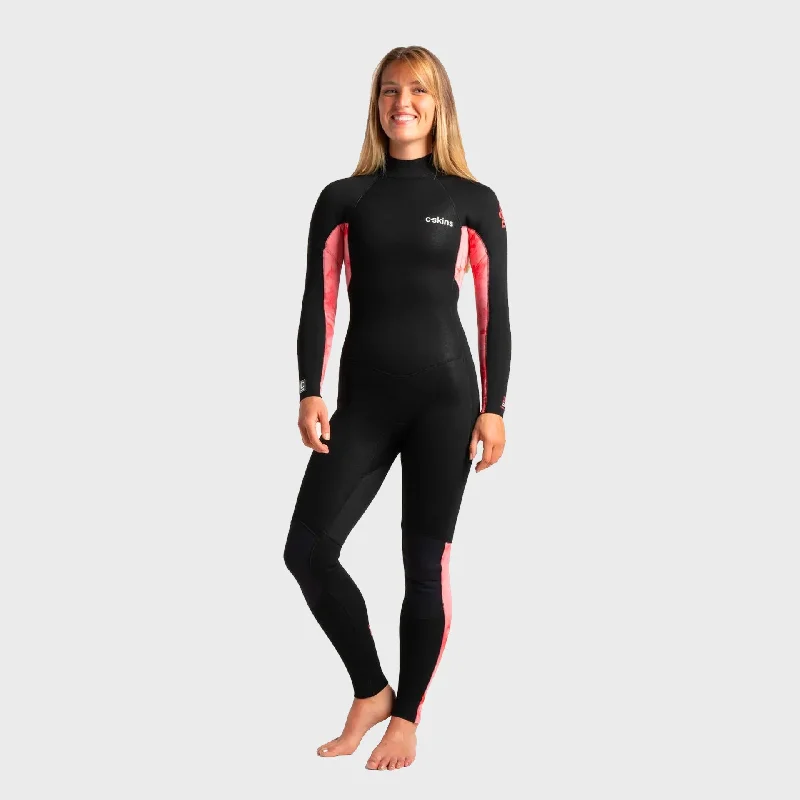 wetsuits for long surfing sessions-C-Skins Surflite 3/2 Women's Back Zip Wetsuit - Black/Rose Tie Dye