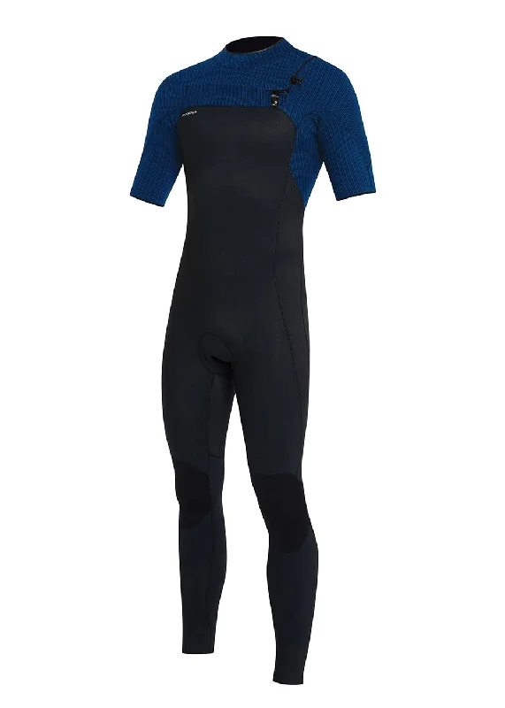 full-body wetsuits for cold conditions-ONeill Mens Hyperfreak 2mm Chest Zip Short Sleeve Steamer Wetsuit