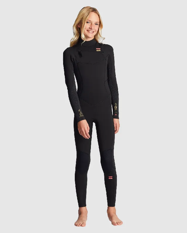 wetsuits with high stretch fabric for performance-Girls 6-14 3/2mm Synergy Chest Zip Gbs Wetsuit