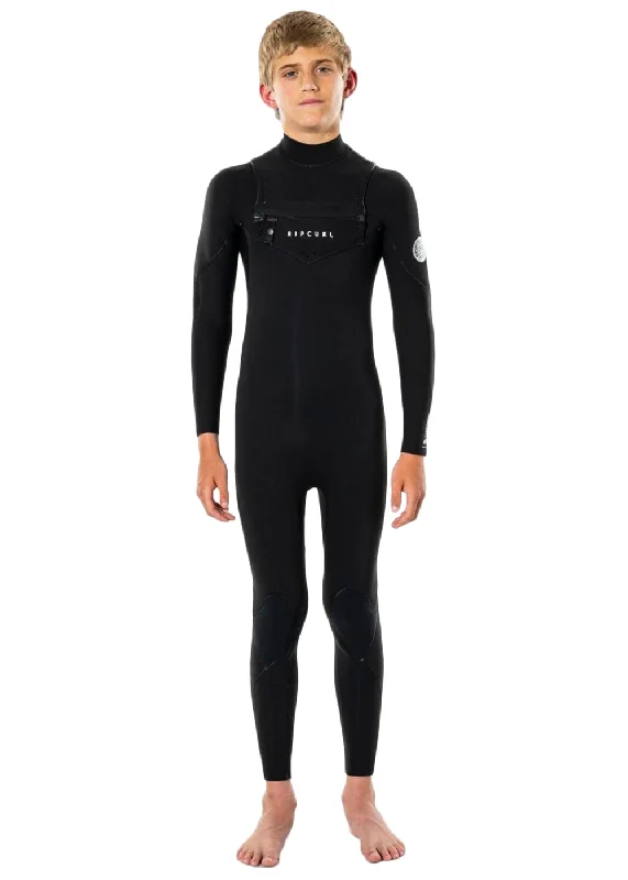 wetsuits for increased warmth and protection-Rip Curl Youth Dawn Patrol 3/2mm Chest Zip Steamer Wetsuit