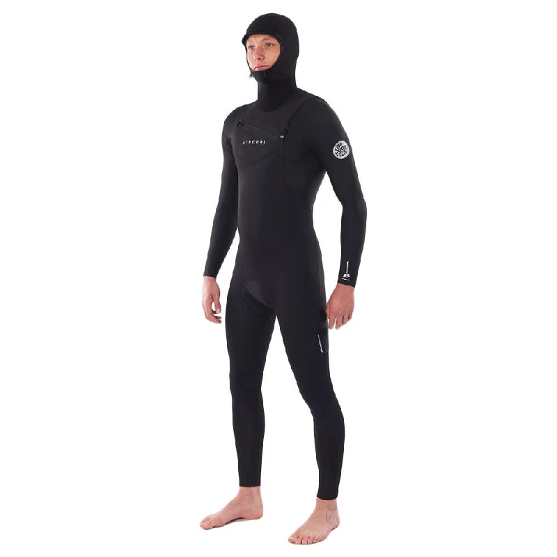 wetsuits with reinforced seams for durability-Sale Rip Curl Dawn Patrol 5/4 Hooded Wetsuit - Black