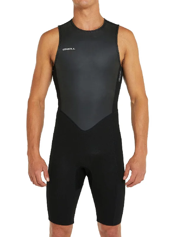 wetsuits with minimal water absorption-ONeill Mens Reactor II 2mm Back Zip Short John Wetsuit