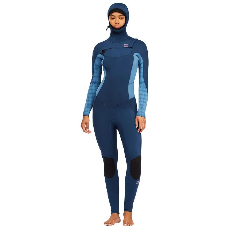 high-performance wetsuits for competition-Billabong Women's Synergy 5/4 Hooded Wetsuit - River