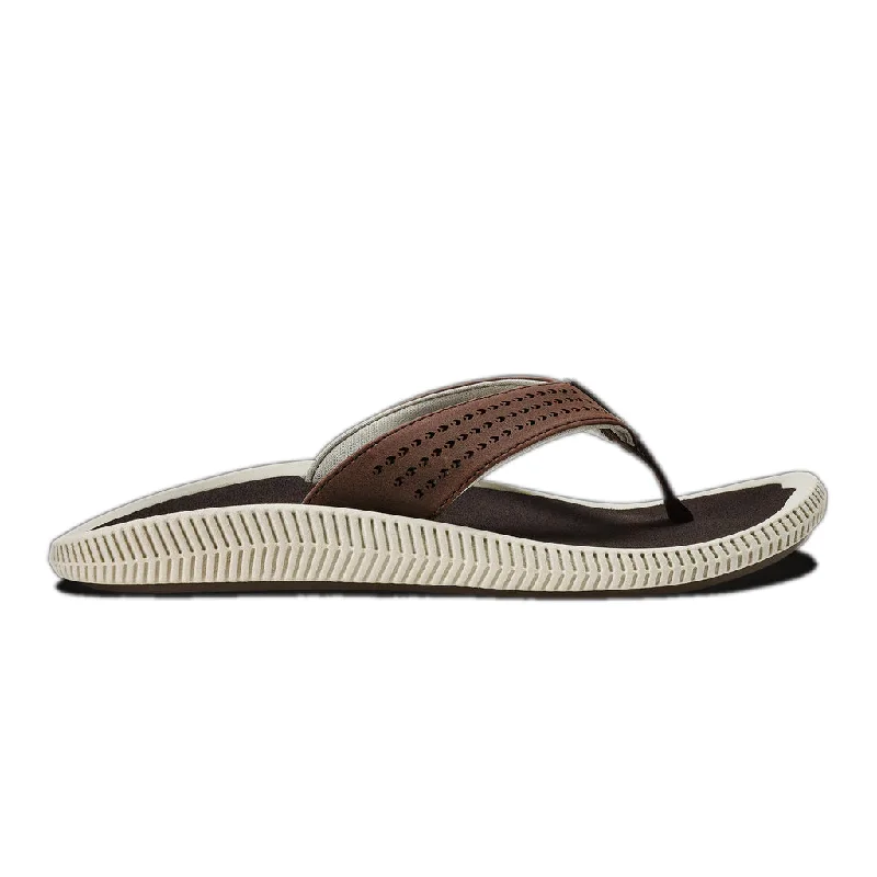 surfboards for relaxed cruising-Olukai Mens Ulele Dark Wood Sandal