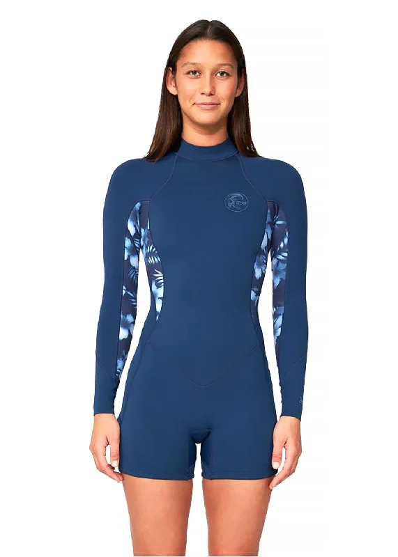 wetsuits for cold-water surf competitions-ONeill Womens Bahia 2mm BZ LS Spring Suit Wetsuit