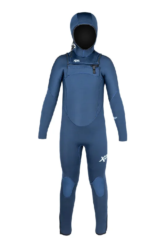 wetsuits for increased warmth and protection-Xcel Youth Comp Hooded 5/4 Wetsuit - Midnight Blue