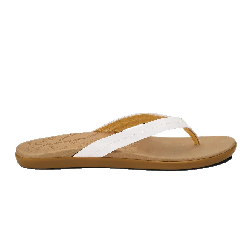 surfboards with increased volume for buoyancy-Olukai Womens Honu Bright White/Golden Sand Sandals