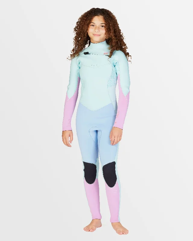 best wetsuits for spring and fall-Girls 6-14 3/2mm Synergy Chest Zip GBS Wetsuit