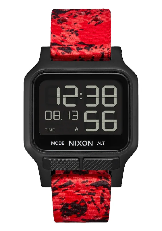 surfboards for strong performance in deep water-Nixon Heat Black/Red Watch