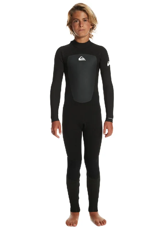 best wetsuits for diving and snorkeling-Quiksilver Boys Prologue 5/4/3 Back Zip Wetsuit - Black