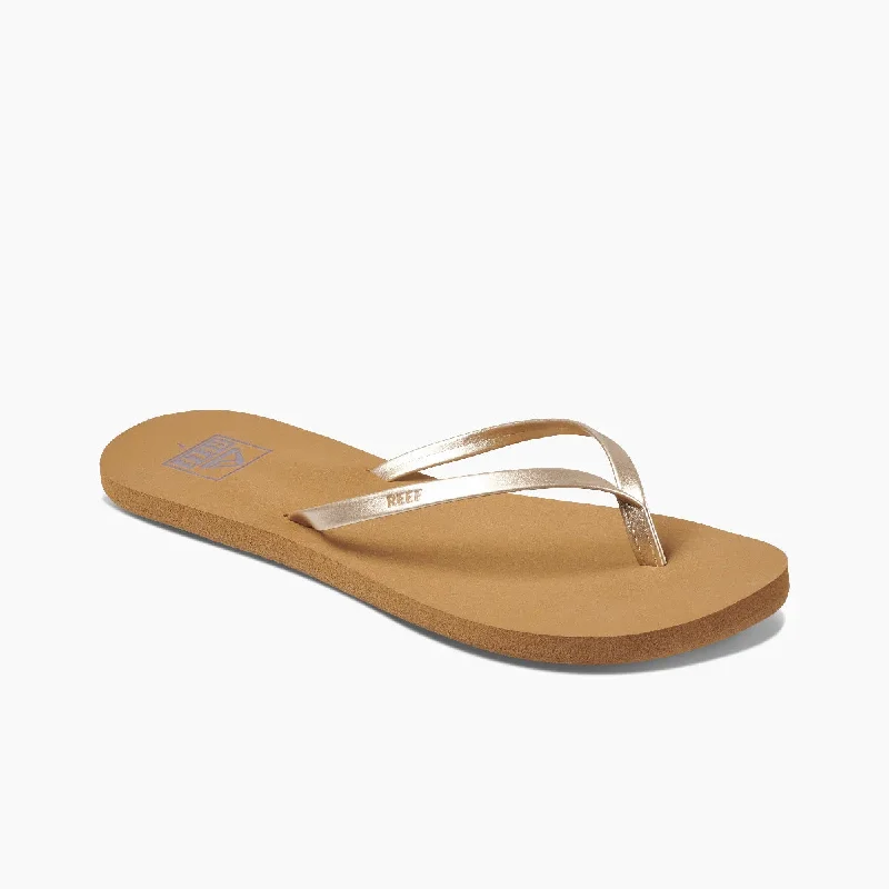 surfboards with narrower tail for speed-Reef Womens Bliss Nights Tan/Champange Sandal