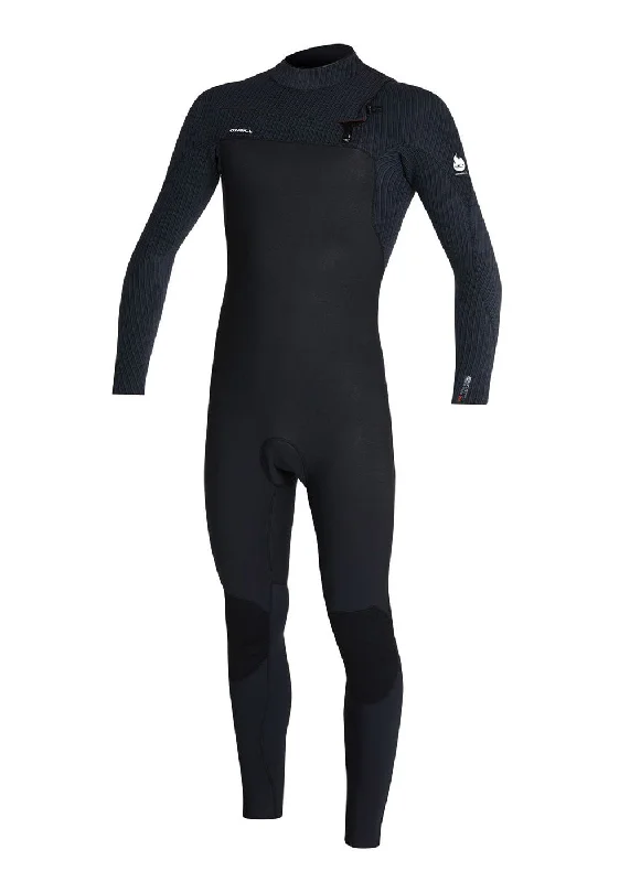 wetsuits with adjustable cuffs to prevent water entry-ONeill Mens Hyperfreak Fire 3/2mm Chest Zip Steamer Wetsuit