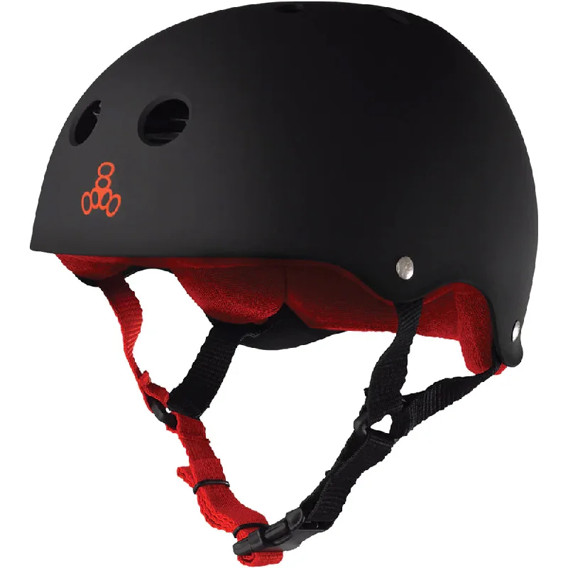 surfboards with adjustable volume for comfort-Triple 8 Black Rubber/RedSkate Helmet