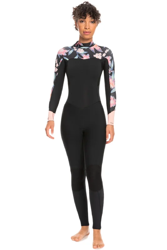 wetsuits for maximum warmth and comfort-Roxy 4/3 Swell Series Back Zip Wetsuit - Anthracite Paradise Found