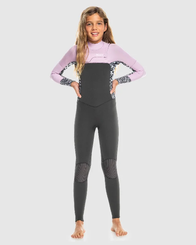 wetsuits for better fit and comfort in waves-Girls 8-16 4/3Mm Swell Series Chest Zip Wetsuit