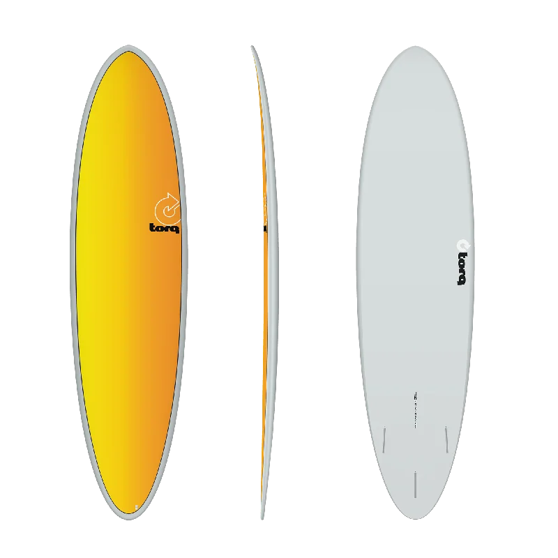 surfboards with high maneuverability-7'2 TORQ FUN 21 1/4” x 2 3/4 47.2L (GREY FADE YELLOW/ORANGE) FUTURES