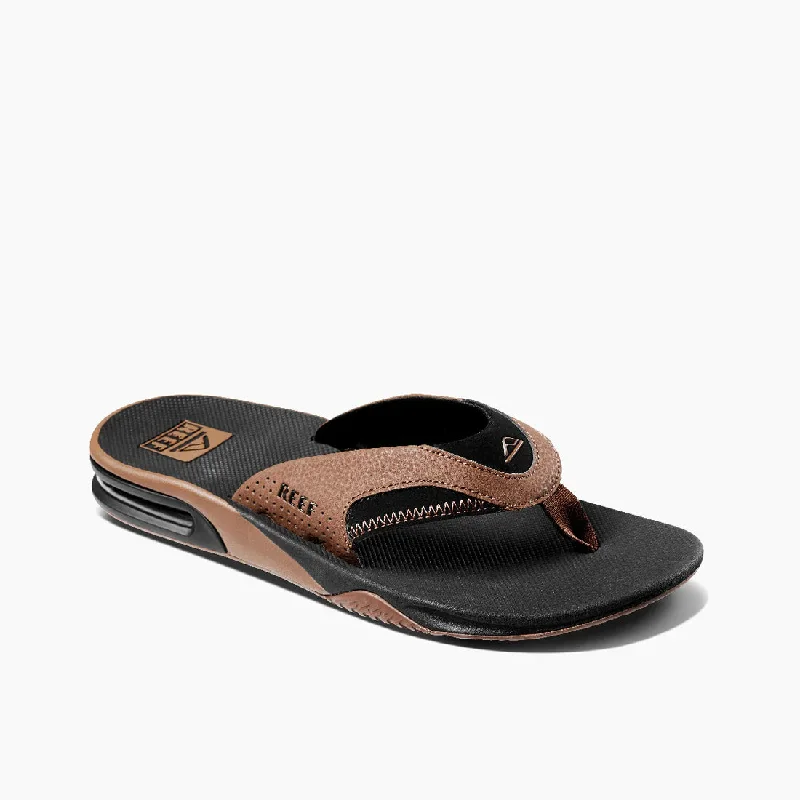 surfboards for responsive carving-Reef Mens Fanning Black/Tan Sandals