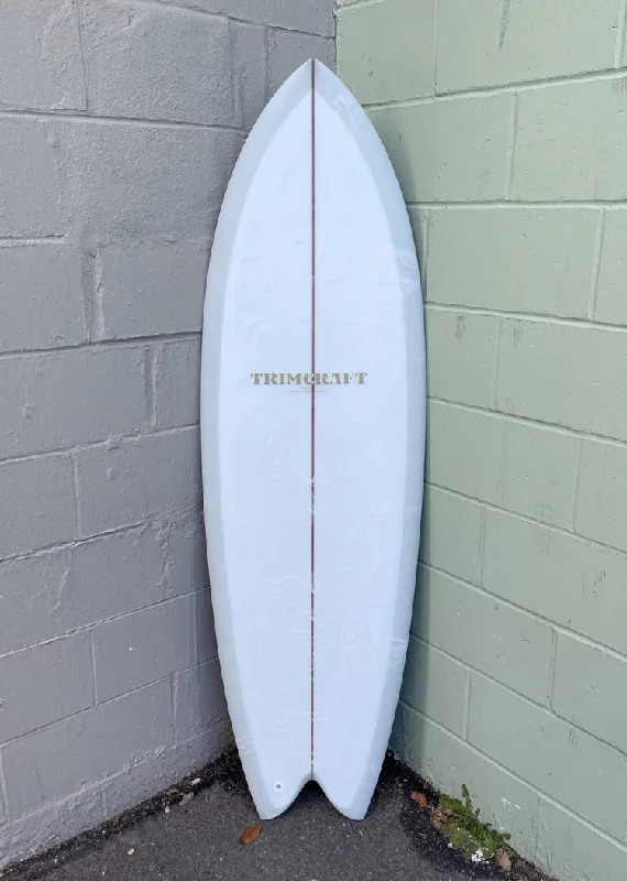 surf longboards for easy wave access-5'7' Trimcraft Surfboards Wills Fish - Grey/Ghost Swirls