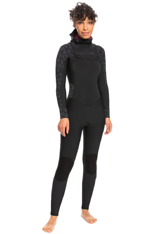 best wetsuits for diving and snorkeling-Roxy 5/4/3 Swell Series Chest Zip Wetsuit - Black