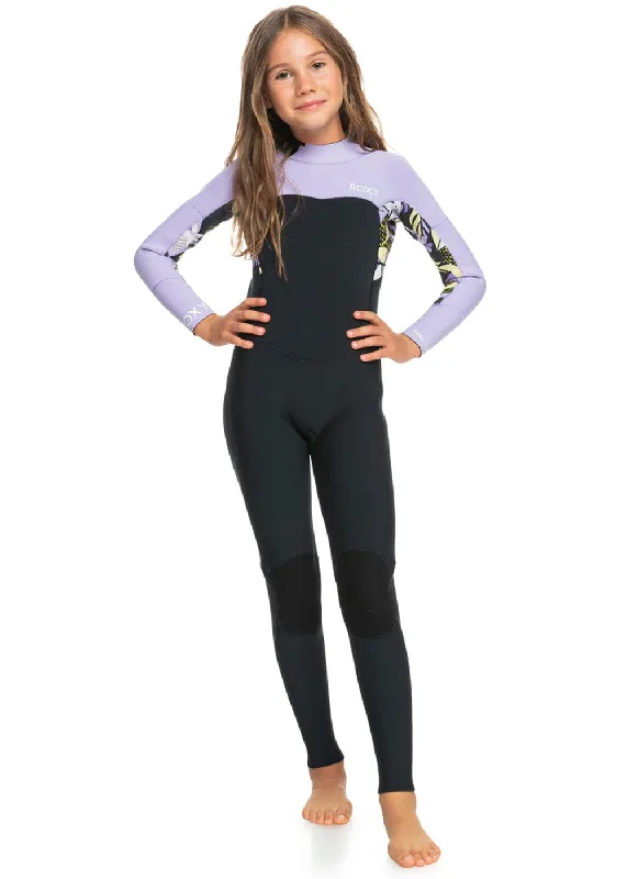 wetsuits for long-distance open water swimming-Roxy Girls Swell Series 3/2mm GBS BZ Steamer Wetsuit