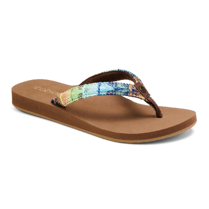 surfboards with less drag for faster paddling-Cobian Womens Fiesta Skinny Bounce Mocha Sandals