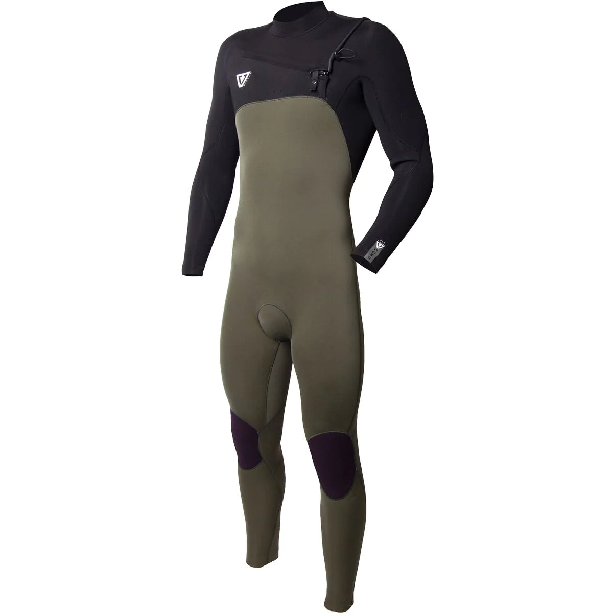 wetsuits for short surf sessions-Vissla 7 Seas Comp 3/2 Chest Zip Wetsuit - Army