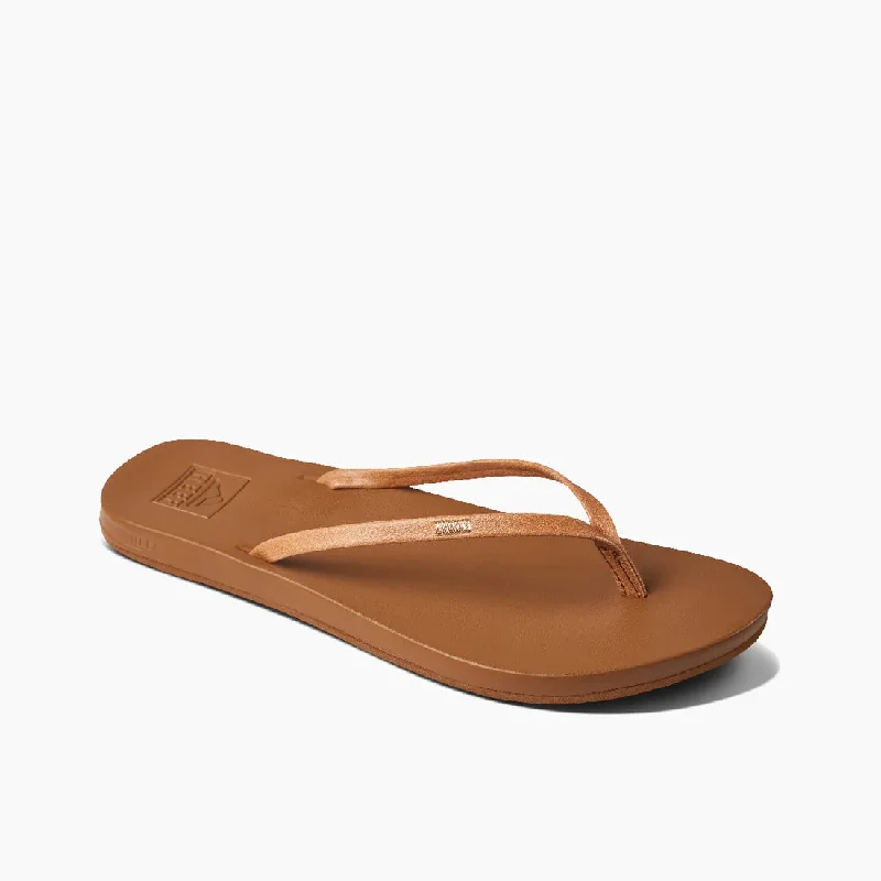 surfboards for faster wave entry-Reef Womens Cushion Slim Natural Sandal