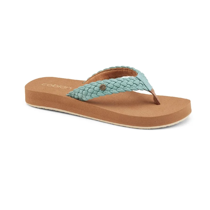 surfboards with customizable fins for performance-Cobian Womens Braided Bounce Seafoam Sandals