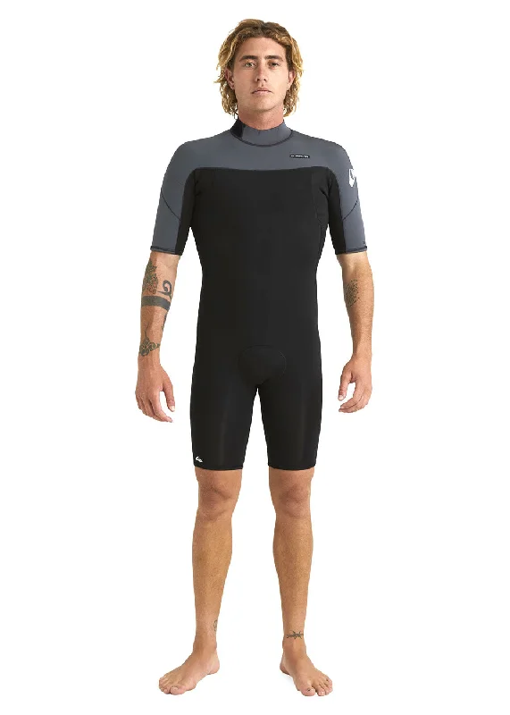 wetsuits with strategic panels for enhanced mobility-Quiksilver Mens Everyday Sessions 2mm Back Zip Spring Suit Wetsuit