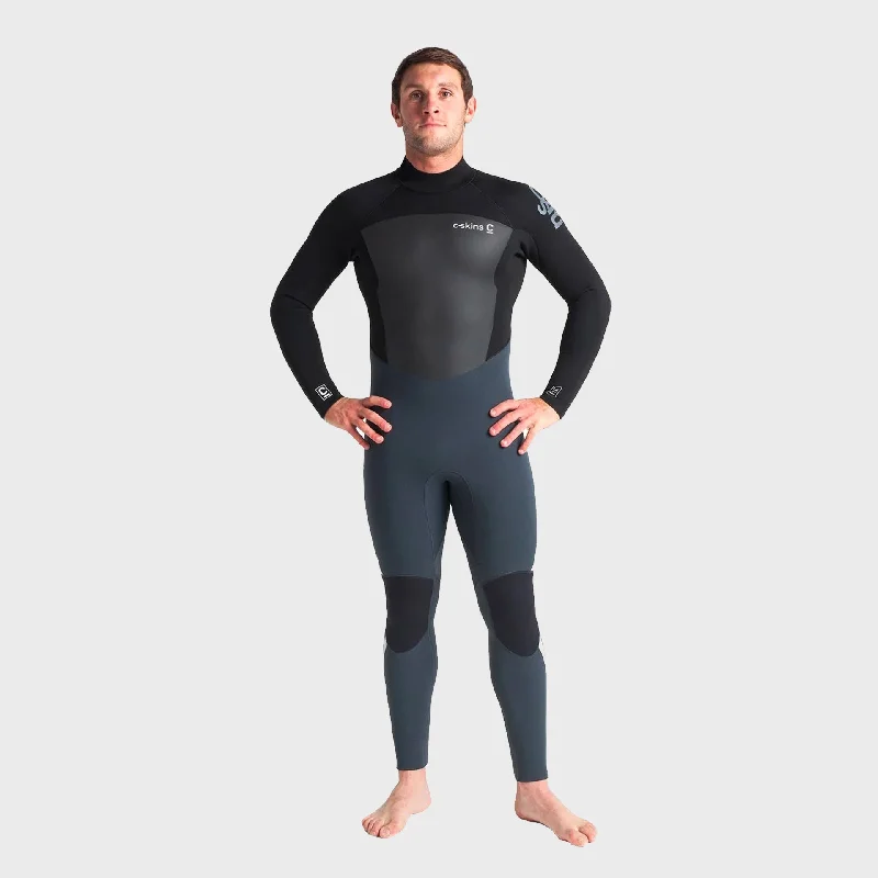 full-body wetsuits for cold conditions-C-Skins Legend 5/4/3 Mens Back Zip Wetsuit - Graphite/Black/Silver Grey