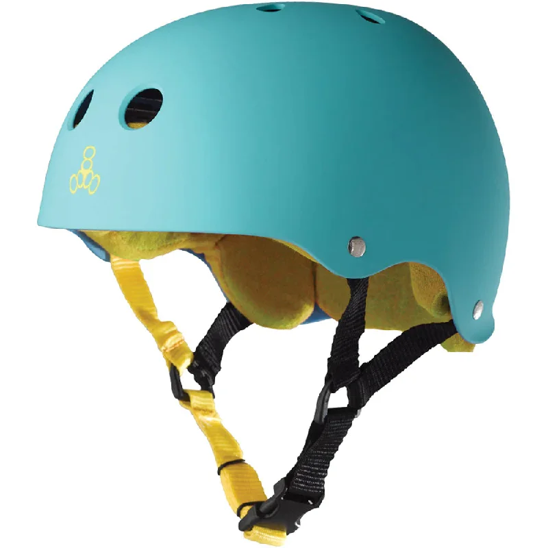 surfboards with adjustable fin setups-Triple 8 Baja Teal Rubber Skate Helmet