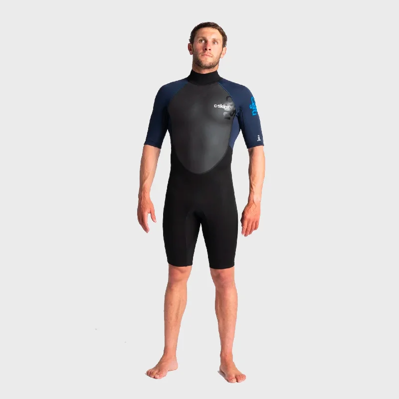 wetsuits for maximum flexibility-C-Skins Element 3/2 Mens Shortie Wetsuit - Black Slate/Cyan