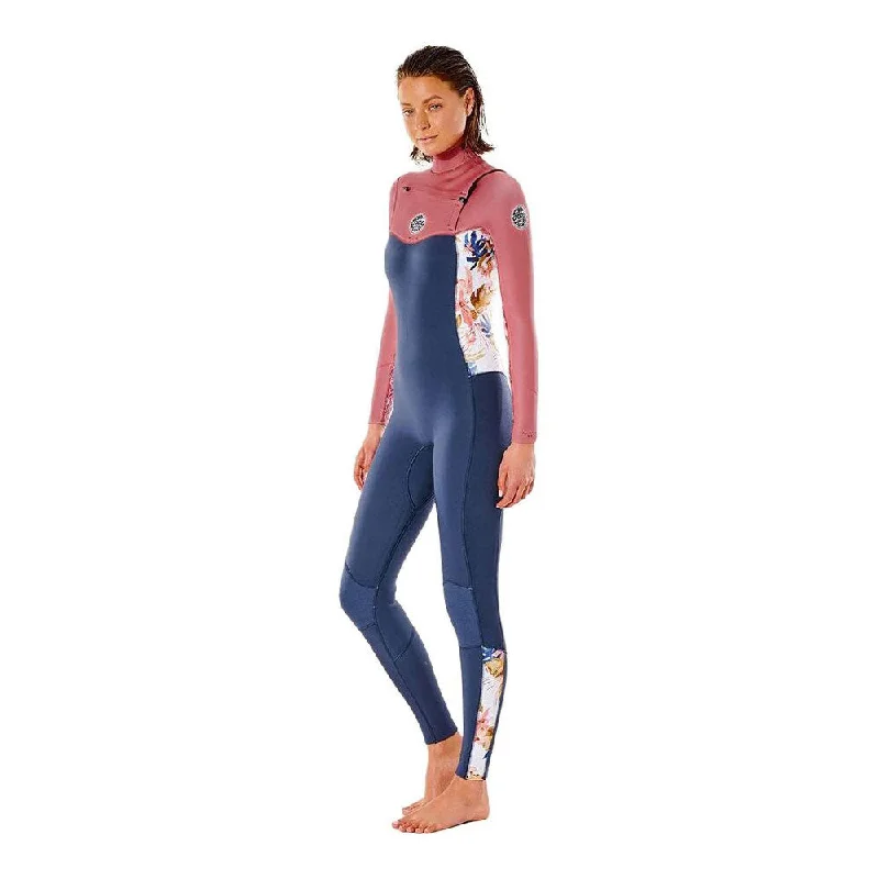 best wetsuits for all weather conditions-Rip Curl Women's Dawn Patrol Chest Zip 3/2 Wetsuit - Slate / Rose