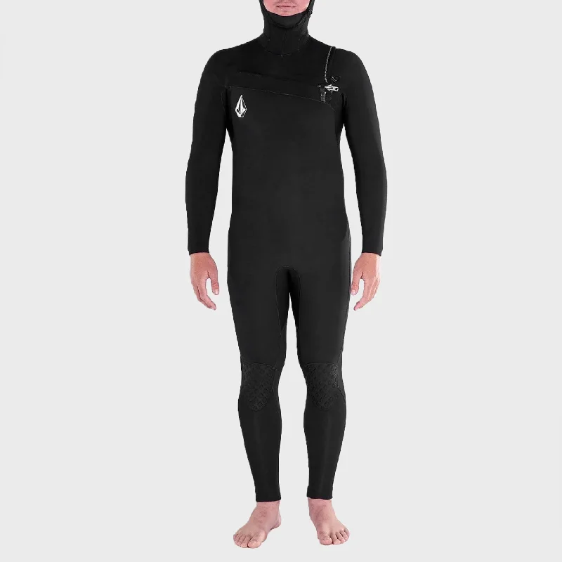 best wetsuits for professional swimmers-Volcom Modulator 5/4/3 Mens Hooded Chest Zip Wetsuit - Black