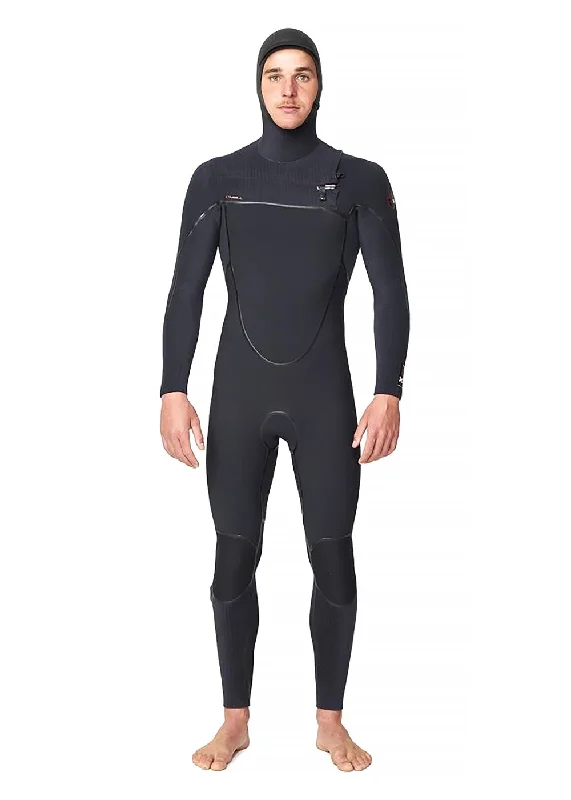 wetsuits with great thermal retention for cold waters-ONeill Mens Hyper Fire 5/4mm CZ Hooded Steamer Wetsuit